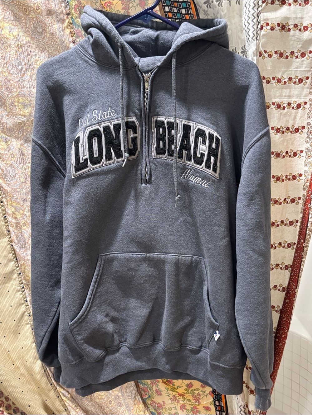 Russell Athletic Charcoal Gray Long Beach Zip-Up Hoodie